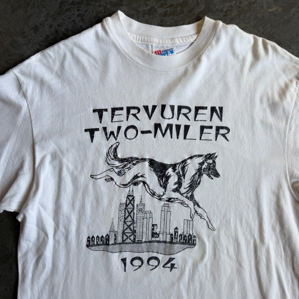 Vintage 90s Tervuren Two Miler Race Dog Run 1994 Single Stitch Graphic Mens L - Picture 2 of 9